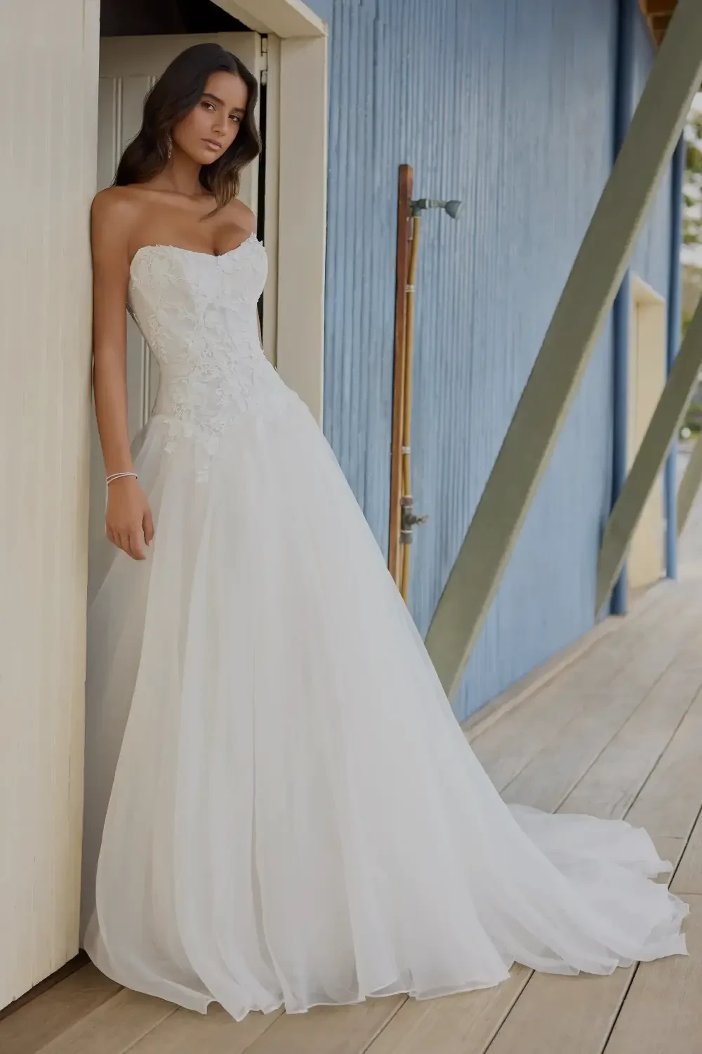 model wearing Sophia Tolli wedding dress