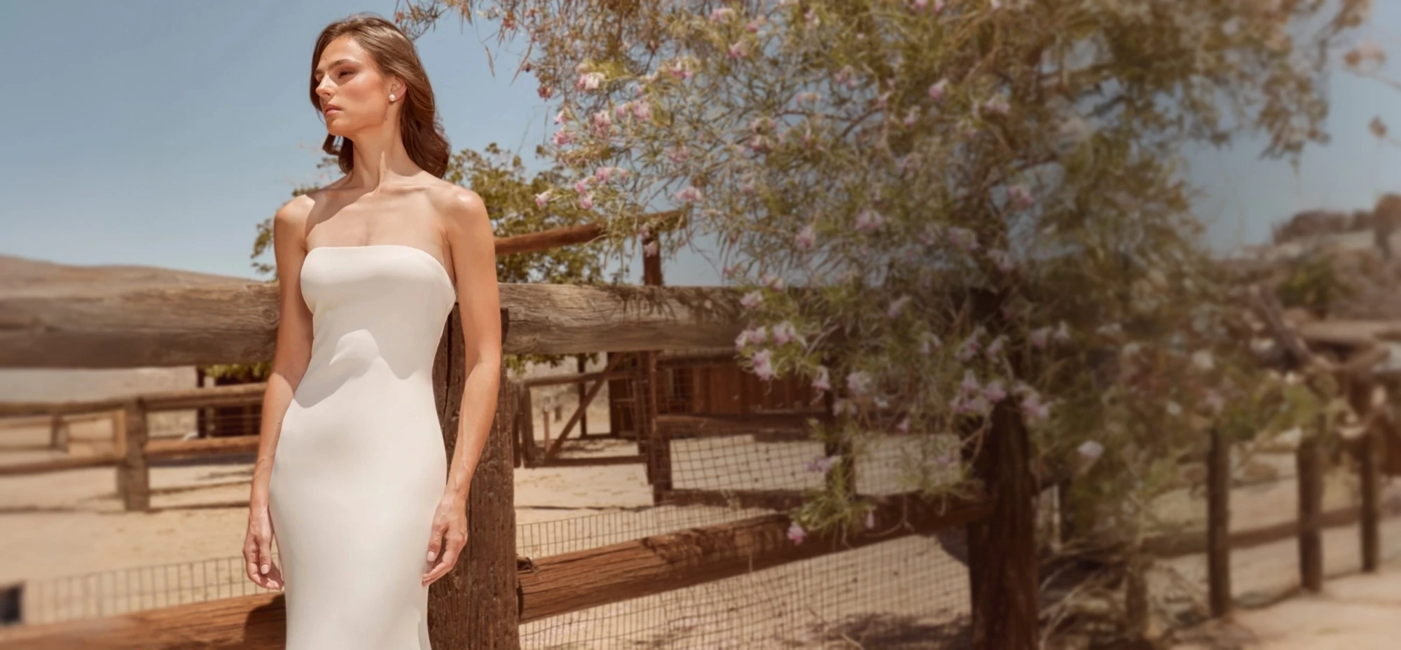 Model in white wedding dress